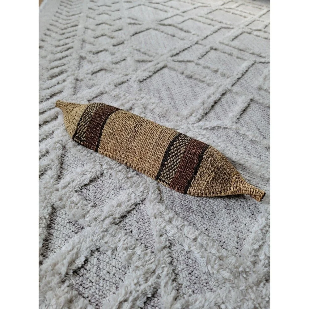 Ethiopian Handmade Gambela Seed Or Bread Basket Woven 22x6x4